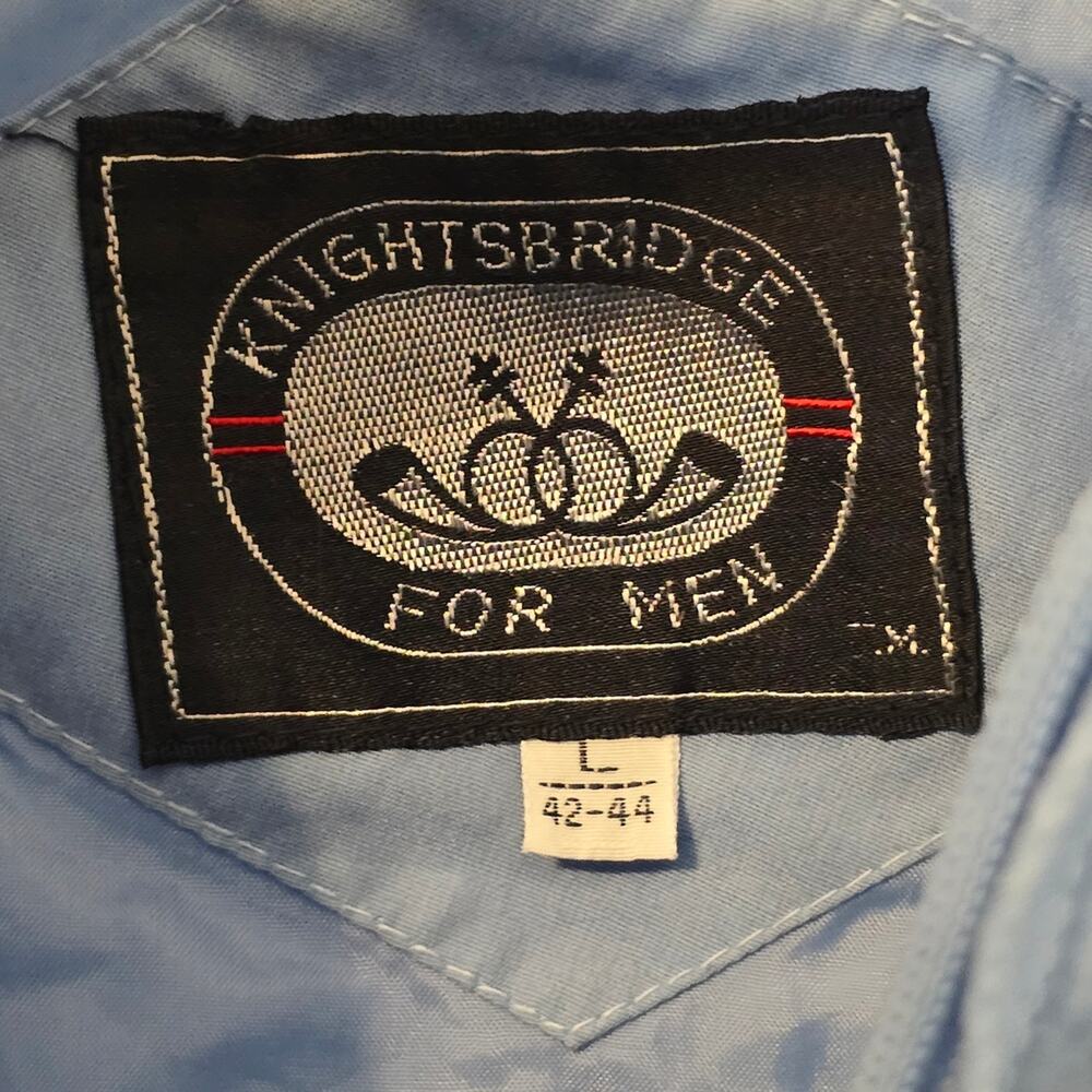 VTG Knightsbridge Men’s Light Blue Windbreaker Bomber Jacket L Retro Sportwear - Picture 2 of 6